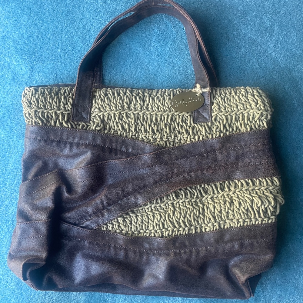 Jesslyn Blake Brown and Tan 
soft leather Tote Bag